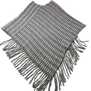 Gray/white sweater pull over shawl by Win Win  one size
